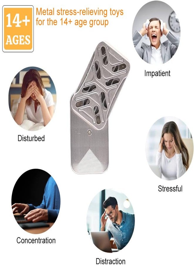 7JI EDC Fidget Slider Push Card Toys,Metal Push Pull Rotation, Relieve ADHD/Anxiety/Stress Metal Fidget Toys Desk Toys,Infinite Stainless Steel Curved Surface - Image 5